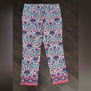 LOFT Pink and Blue Patterned Trousers
